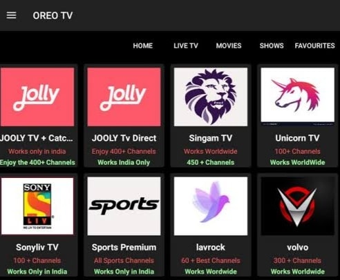 Oreo TV MOD Apk Live TV