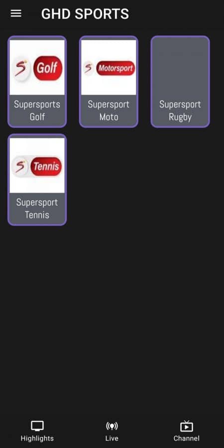 Tennis Channels In GHD Sports Apk
