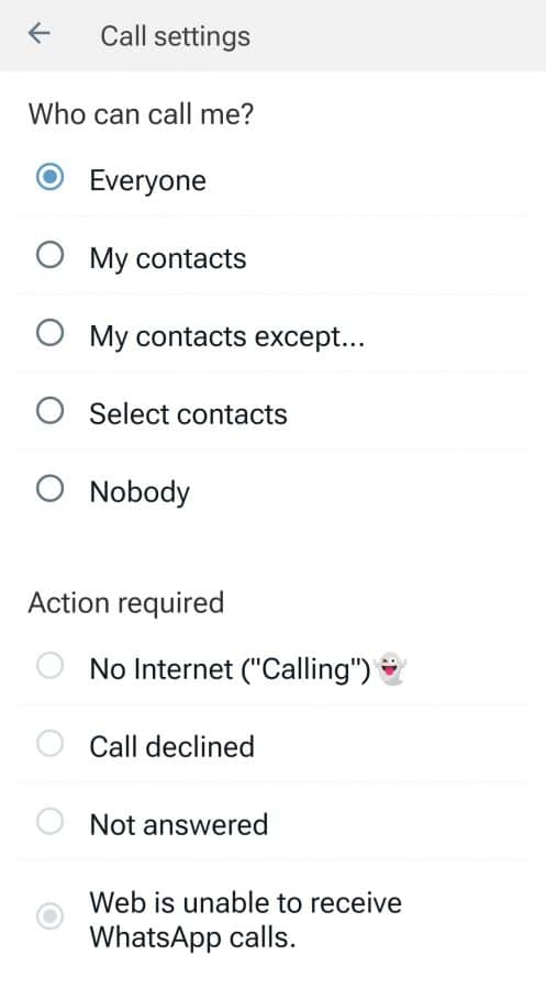 Custom Call Settings