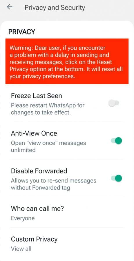 More Privacy Options Available